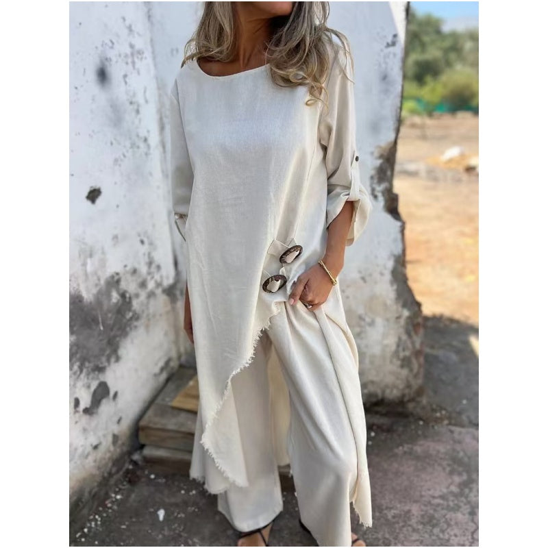 Lourdes™ Ensemble Luxe en Coton et Lin pour Femmes