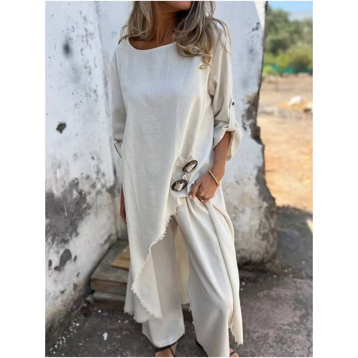 Lourdes™ Ensemble Luxe en Coton et Lin pour Femmes